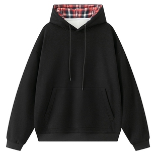 白花灰连帽卫衣男春秋季新款潮牌美式重磅宽松学生青少年情侣外套