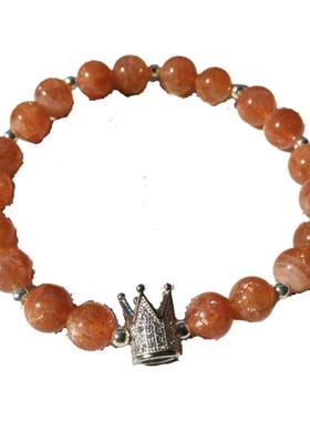 原创金太阳石手链串月光石925银皇冠金草莓水晶送闺蜜女友礼物