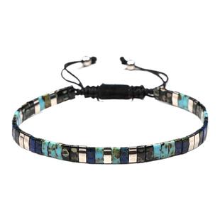 POHIER宝喜儿日本MIYUKI TILA青金绿松石叠戴百搭手链男女手串