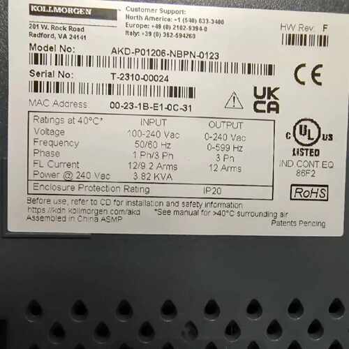 议价KOLLMORGEN科尔摩根伺服驱动器AKD-P01206-NBPN-0123