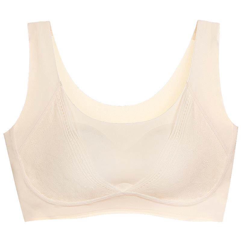 朵可秀品无痕无钢圈运动内衣女收副乳一片式背心款薄款冬天文胸罩