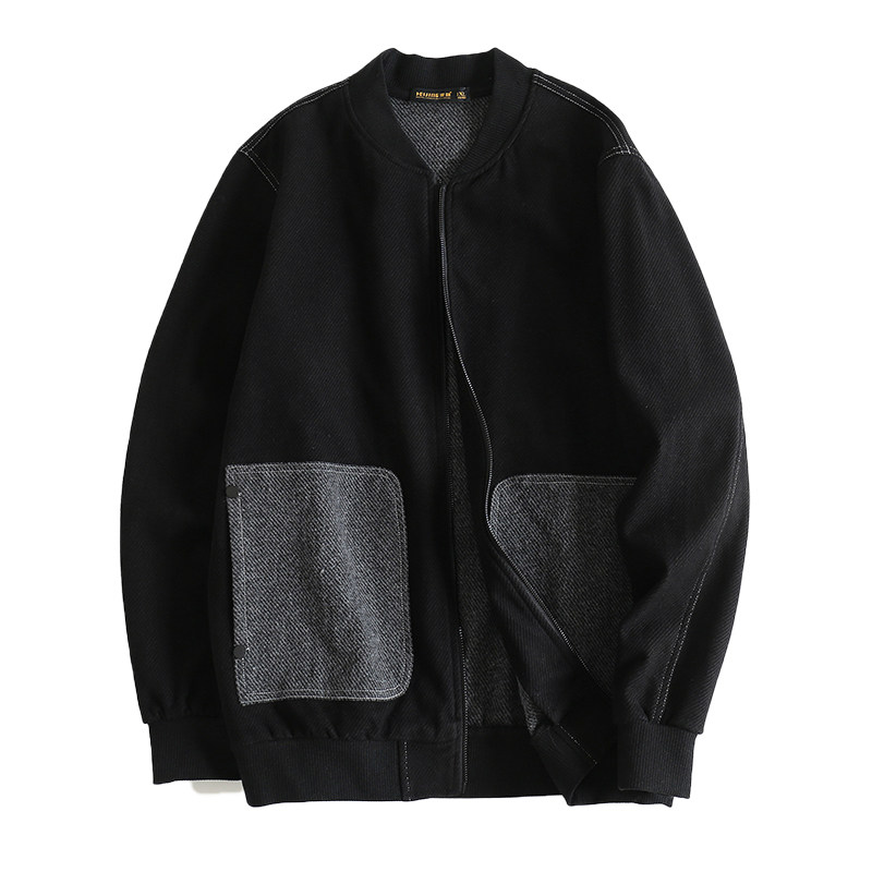 大码棒球服黑劲秋季宽松
