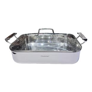 chockmen18/10不锈钢烤鱼盘双耳加厚方形煎锅烤盘鱼锅火锅多用