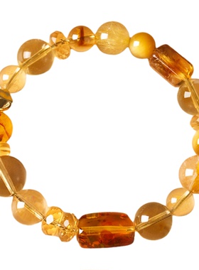 黄水晶手串天然金发晶女款