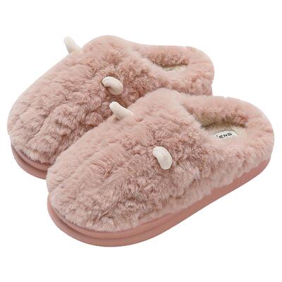 毛绒棉拖鞋女士2025新款厚底加绒