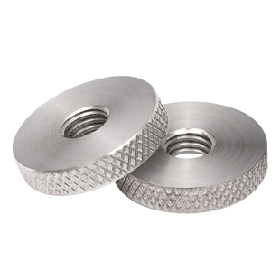 304不锈钢滚花手拧细牙圆螺母GB807薄型锁紧平头螺帽M6*0.75/M8*1