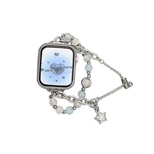 适用OPPO watchX手表4pro表带X2mini女生双链猫眼石手链oppo watch3pro智能运动se手表夏天2高级46/41mm表链