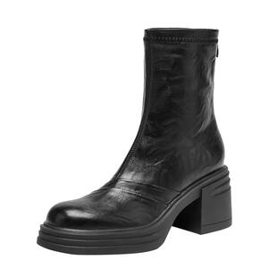 达芙妮高跟短靴女2026新款冬季加绒女鞋厚底马丁靴瘦瘦靴粗跟靴子