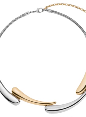 金银撞色拼接短款项链女