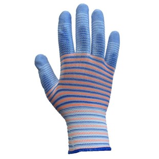 斑马条纹PU涂掌乳胶浸胶耐磨尼龙手套男工作防静电劳保手套女防滑