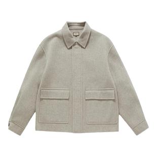 VESCORTT纯臻系列 无染色纯羊毛 男款双面呢短款大衣简约呢子外套