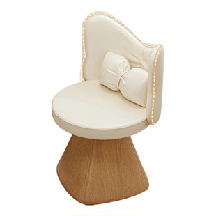 奶油风梳妆凳360°旋转卧室化妆凳梳妆台凳子软包椅高级感化妆椅