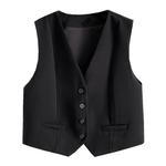 小个子黑色西装马甲女时髦洋气短款背心马夹女款外搭上衣2025新款