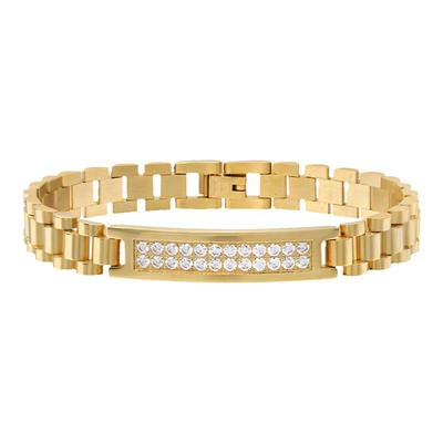 GRGR镶钻钛钢18K金色表带手链