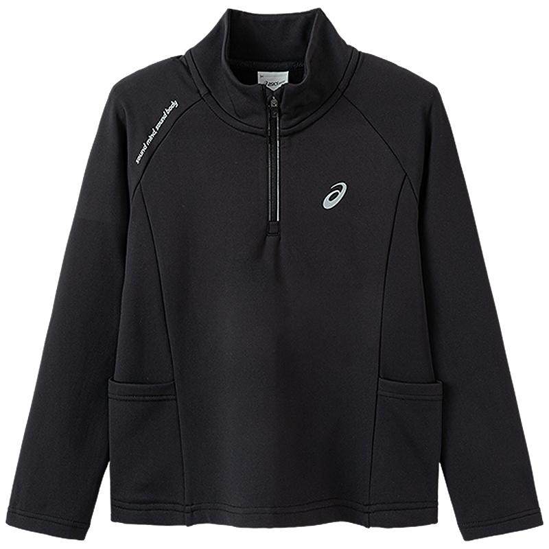 ASICS/亚瑟士童装25年冬季儿童拼色半拉链速干长袖吸湿排汗保暖