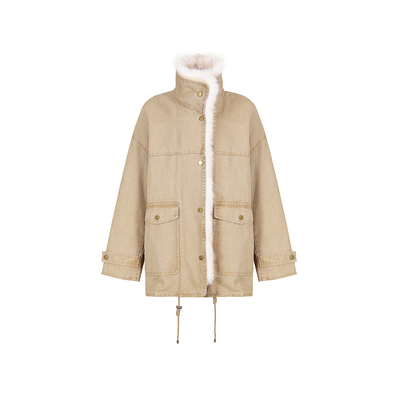 范洛水洗工装染尖毛派克羽绒服