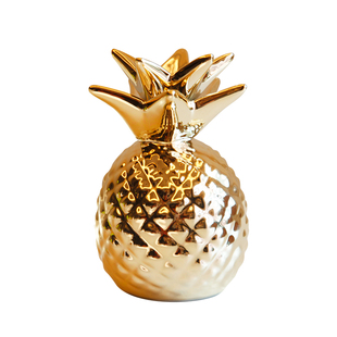 出口欧美 潮牌电镀金色白色陶瓷菠萝凤梨造型储蓄罐北欧装饰摆件