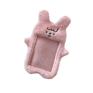 原创可爱小熊与粉兔毛绒卡套韩国ins拍立得咕卡爱豆小卡展示挂件