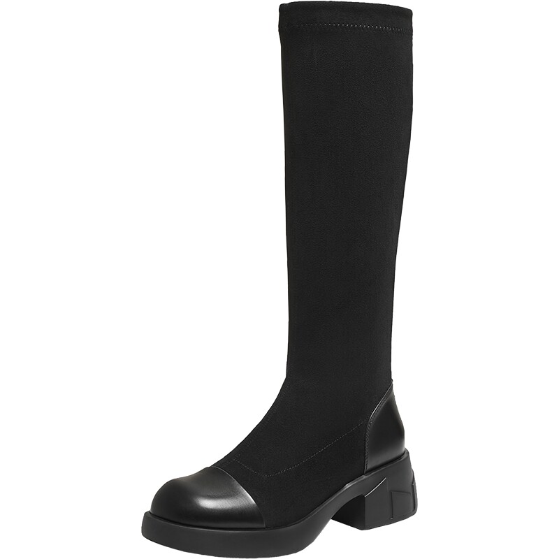 他她弹力长靴女靴子长筒靴厚