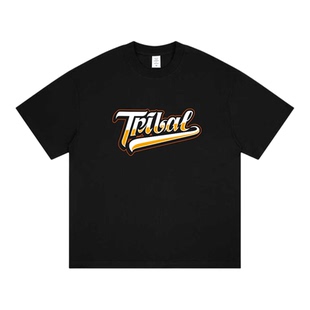 TRIBAL街舞滑板美式hiphop涂鸦Bboy复古街头宽松字母印花短袖T恤