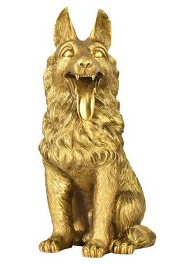 黄铜仿真狼狗生肖狗摆件家居饰品