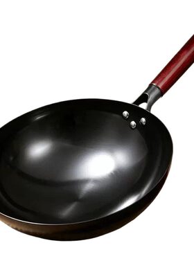 正宗轻便手工铁锅炒菜锅官方旗舰老式家用不粘锅圆底无涂层章丘产