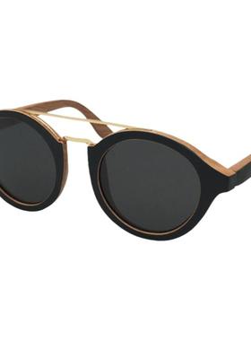 墨镜复古风黑色圆形框架太阳镜