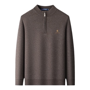 梦特娇男士拉链半开领针织衫秋冬加绒加厚保暖打底毛衣复古内搭Z