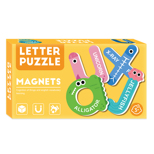 儿童早教2片配对大块磁性拼图玩具动物字母认知磁力冰箱贴宝宝1-3
