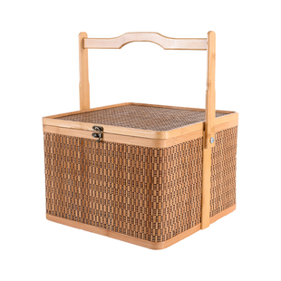 2025高档竹编篮手提篮年货粽子水果熟食月饼特产大闸蟹春节礼品盒