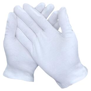 白色纯棉作业手套品质检验礼仪工业劳保防护加长加厚盘珠文玩手套