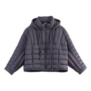 【商场同款】X--MOOM2025冬季新款轻薄宽松蝙蝠袖连帽羽绒服外套