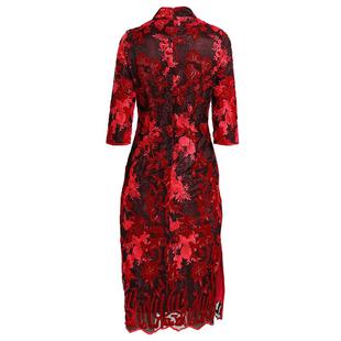 乔万尼秋装连衣裙女商场新款气质修身显瘦旗袍风红装喜宴礼服裙子