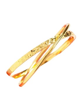 黄金爆闪蹦迪碎冰纹双圈手镯