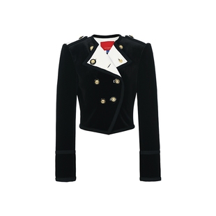 【明星同款】lefame拉飞姆斯隆名门都市精致丝绒外套短外套