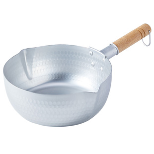 日本进口谷口金属木柄铝制雪平锅锤目纹轻便导热快汤锅奶锅煮面锅