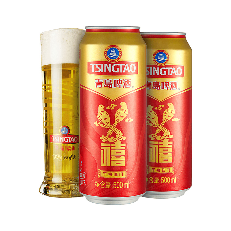 青岛啤酒原麦汁浓度10°P500ml*12罐禧罐啤酒 千禧临门酒喜宴优选