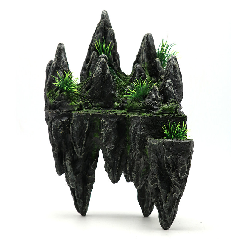 创意假山悬空鱼缸造景套餐小型桌面生态草缸假山石装饰迷你摆件