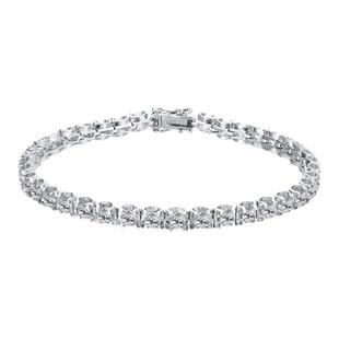 18K白金四爪手链PT950纯铂金牛头满钻进口D色莫桑石可过钻笔AU750