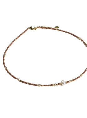 轻奢小众多巴胺金沙石珍珠项链