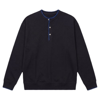 CLIMAX VISION复古手缝线亨利领宽松休闲高智感长袖T恤男打底衫