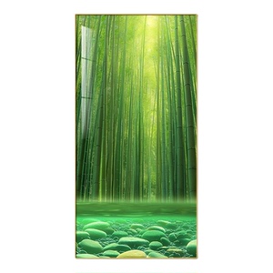 入户门竹子壁画装饰画大气竹报平安竹林风景玄关挂画客厅绿色新款