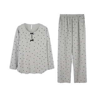 安之伴【巨柔软】纯棉睡衣女春秋季2025新款波点带胸垫家居服套装