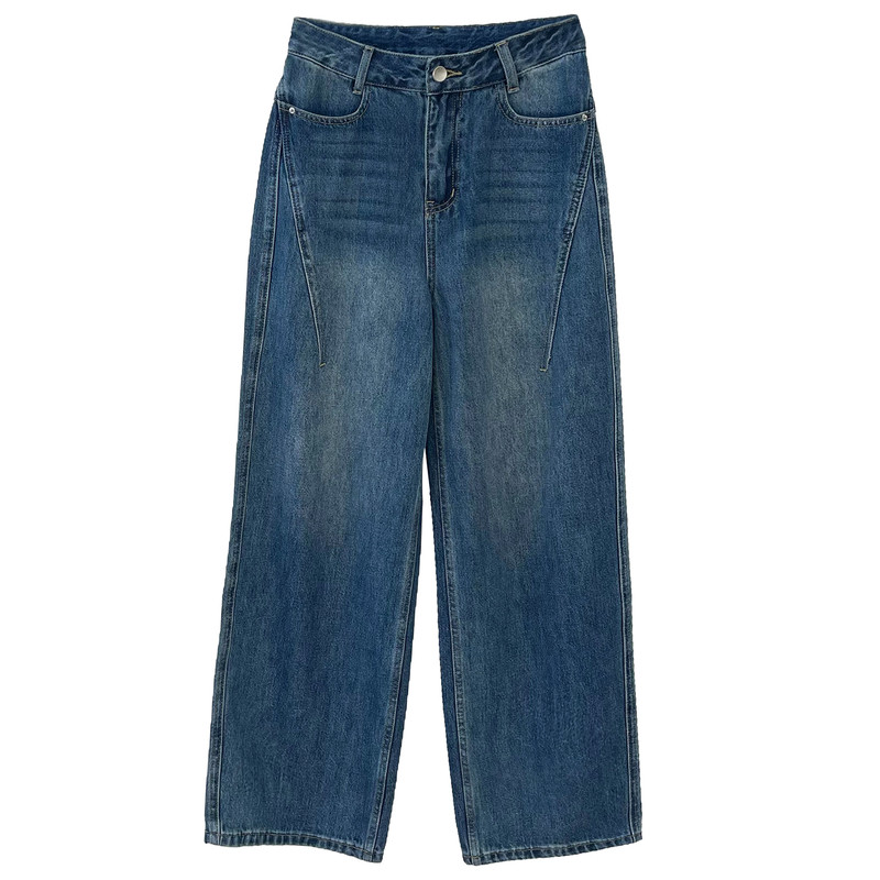 高腰显瘦工装弯刀牛仔裤女春季裤子宽松直筒阔腿裤香蕉镰刀裤春款