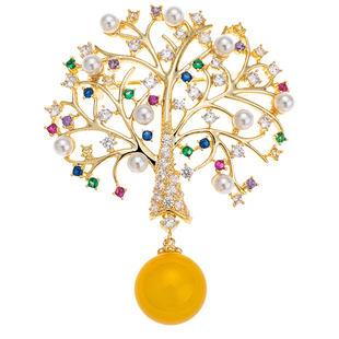 高级感幸运生命树胸针女彩色胸针女西装配饰百搭气质胸花别针5111