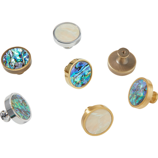 创意贝壳北欧黄铜拉手珍珠白色衣柜门抽屉现代简约单孔法式小把手