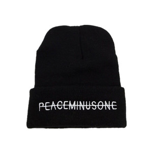 韩版BIGBANG GD同款刺绣字母黑色笑脸别针针织帽毛线帽