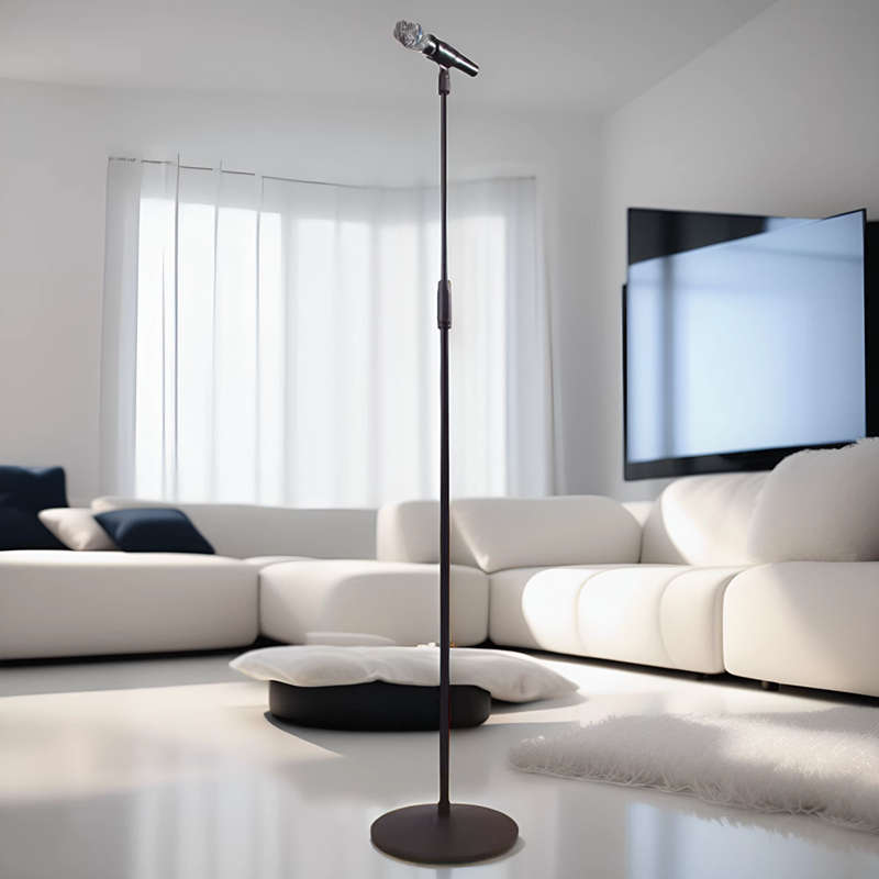 金属圆盘落地话筒支架KTV舞台立式手机一拖二 唱歌演讲会议咪架