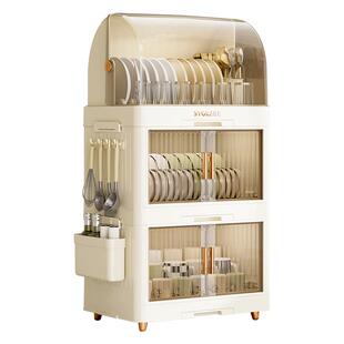 碗筷收纳盒带盖厨房放餐具碗盘家用碗碟收纳架沥水双层碗柜置物架