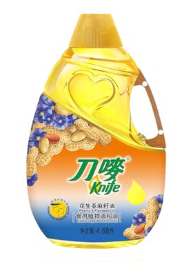 刀唛/Knife花生亚麻籽油4.68L*2瓶装压榨胡麻食用家用植物调和油
